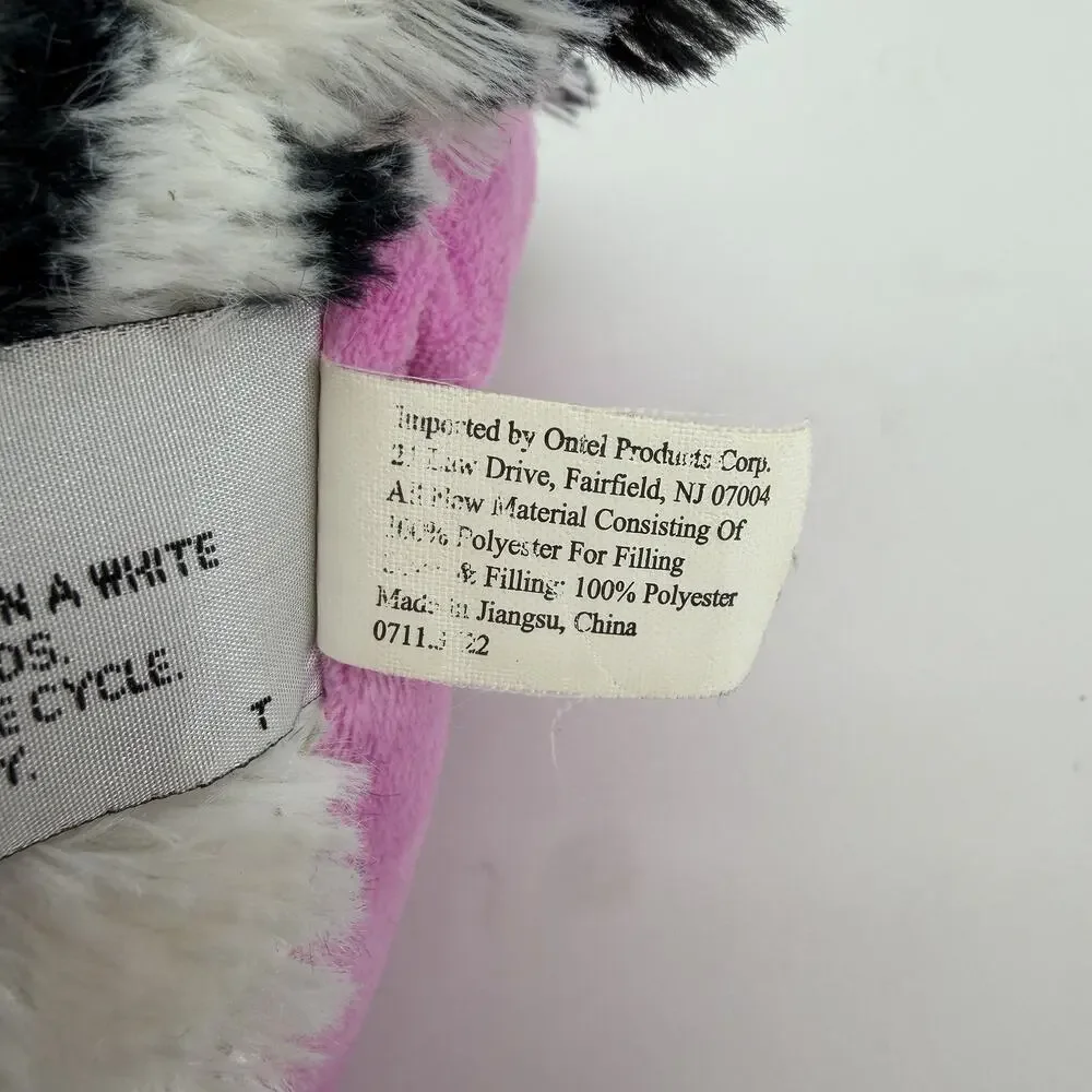 Pillow Pets Zebra Plush 2010 Original Black White Pink Retired